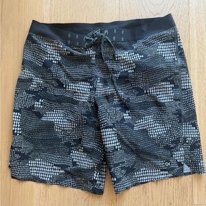 Outerknown Black and Gray Dotted Camo Board Shorts